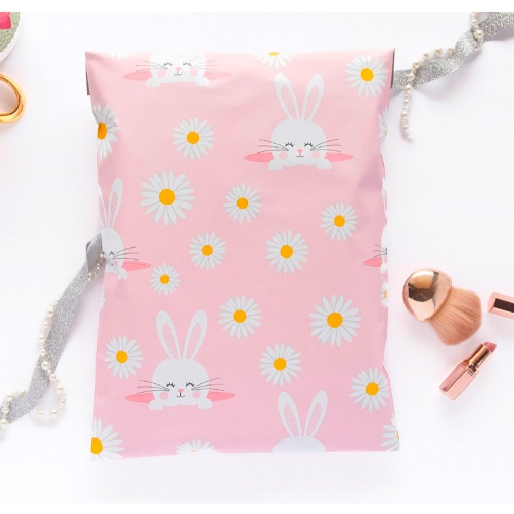 Bunny Rabbit Pink Polymailer Shipping Bags 10"x13" set of 10